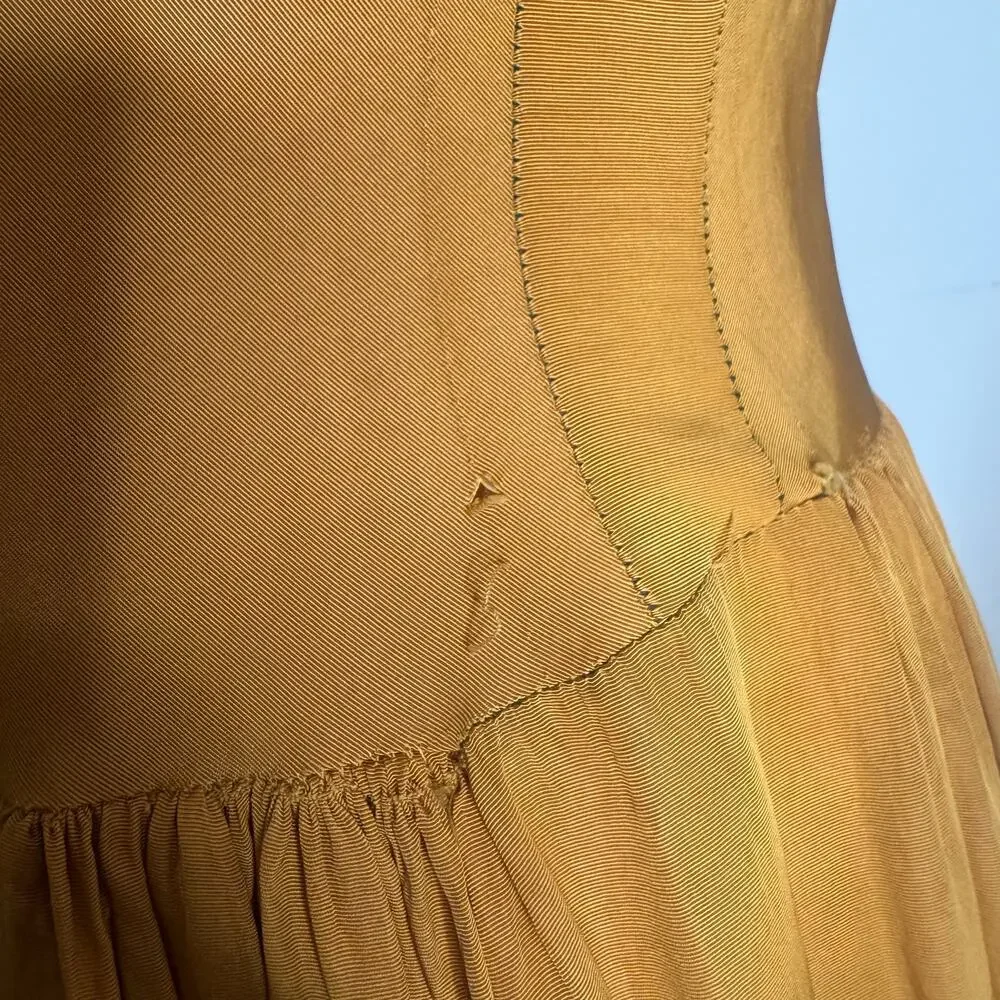 Vintage 1930s Mustard Yellow Maxi Dress - Picture 8 of 11